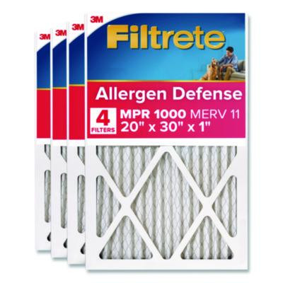 Allergen Defense Air Filter, Merv 11, Mpr 1000, 20 x 30, 4/Carton