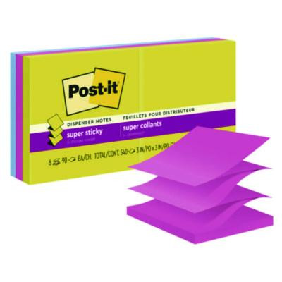 Pop-Up Notes Summer Joy Collection Colors, 3" x 3", Assorted Colors, 90 Sheets/Pad, 6 Pads/Pack
