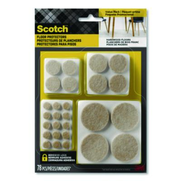 Felt Pad Protectors, Assorted Round, Beige, 78/Pack