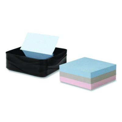 Wave Design Dispenser With Notes, For 3 x 3 Pads, Includes (3) 90-Sheet Simply Serene Collection Colors Pop-Up Pads, Black