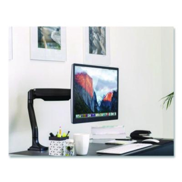 Single Monitor Gas-Spring Mounting Arm, For 13" To 32" Monitors, 360 Degree Rotation, +/-45 Degree Tilt, Black, Supports 20Lb