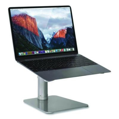 Adjustable Height Laptop Riser, 10" x 10.5" Platform, Silver/Black, Supports Up To 33 Lbs