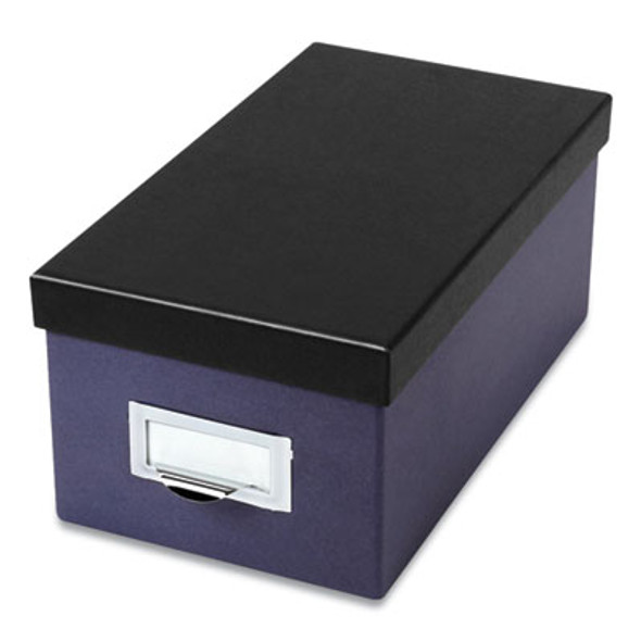 Index Card Storage Box, Holds 1,000 4 X 6 Cards, 6.5 X 11.5 X 5, Pressboard, Indigo/Black