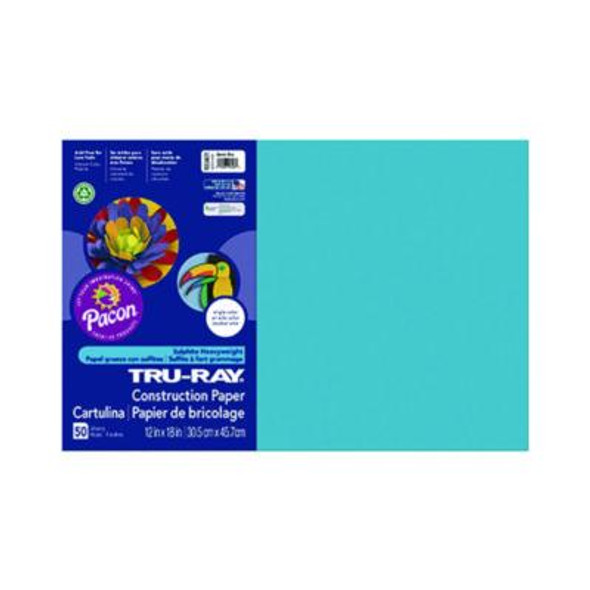 Tru-Ray Construction Paper, 70 Lb Text Weight, 12 x 18, Atomic Blue, 50/Pack
