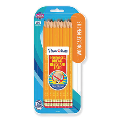 Everstrong #2 Pre-Sharpened Woodcase Pencils, Hb (#2), Black Lead, Yellow Barrel, Dozen
