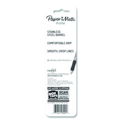 Refill For Paper Mate Profile Ballpoint Pens, Medium 1 Mm Conical Tip, Black Ink, 2/Pack