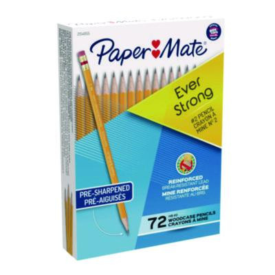 Everstrong #2 Pre-Sharpened Woodcase Pencils, Hb (#2), Black Lead, Yellow Barrel, 72/Box