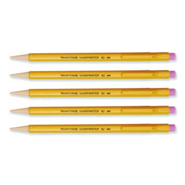 Sharpwriter Mechanical Pencil, 0.7 Mm, Hb (#2), Black Lead, Classic Yellow Barrel, 5/Pack