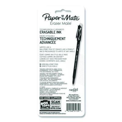 Eraser Mate Ballpoint Pen, Stick, Medium 1 Mm, Red Ink, Red Barrel, 5/Pack