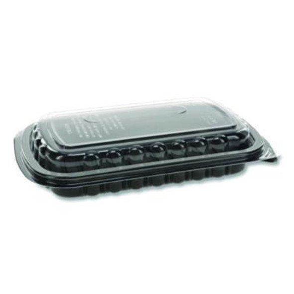 Mealmaster Rib Container, 10 x 7.1 x 2.1, Black/Clear, Plastic, 90/Carton