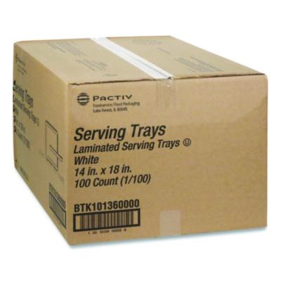 Laminated Foam Serving Tray, 18 x 14 x 2.18, White, 100/Carton