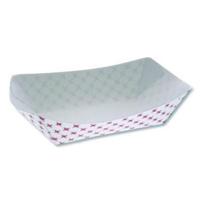 Paperboard Food Tray, 3 Lb, 7.75 x 5.1 x 2.1, Red/White, 500/Carton