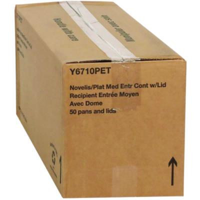 Classic Carry-Out Container With Pet Dome Lid, 46 Oz, 9.8 x 7.8 x 1.3, Silver/Clear, Aluminum, 50/Carton