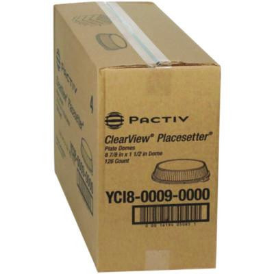 Clearview Dome-Style Lid With Tabs, 8.9" Diameter x 0.8" h, Clear, Plastic, 126/Carton