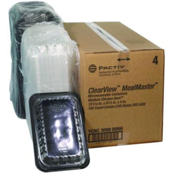Clearview Mealmaster Chicken Barn, 13.3 x 8.4 x 4, Black/Clear, Plastic, 105/Carton