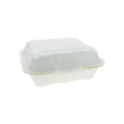 Earthchoice Pfas Free Compostable Hinged Lid Container, 9 x 9 x 3.5, White, Sugarcane, 150/Carton