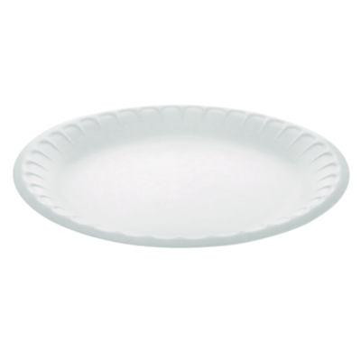 Placesetter Satin Non-Laminated Economy Foam Dinnerware, Plate, 9" Dia, White, 500/Carton