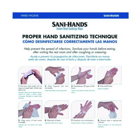 Pdi Sani-Hands Instant Hand Sanitizing Wipes, 7.5 x 6, Unscented, White, 220/Canister, 6 Canisters/Carton