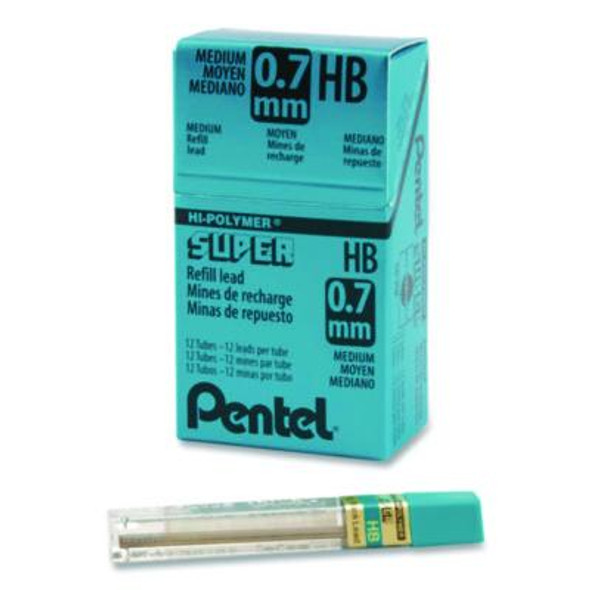 Super Hi-Polymer Lead Refills, 0.7 Mm, Hb, Black, 12 Leads/Tube, 12 Tubes/Box