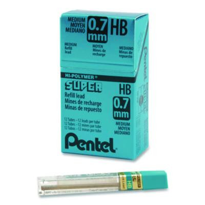 Super Hi-Polymer Lead Refills, 0.7 Mm, Hb, Black, 12 Leads/Tube, 12 Tubes/Box