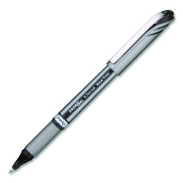 Energel Nv Gel Pen, Stick, Medium 0.7 Mm, Black Ink, Gray/Black Barrel
