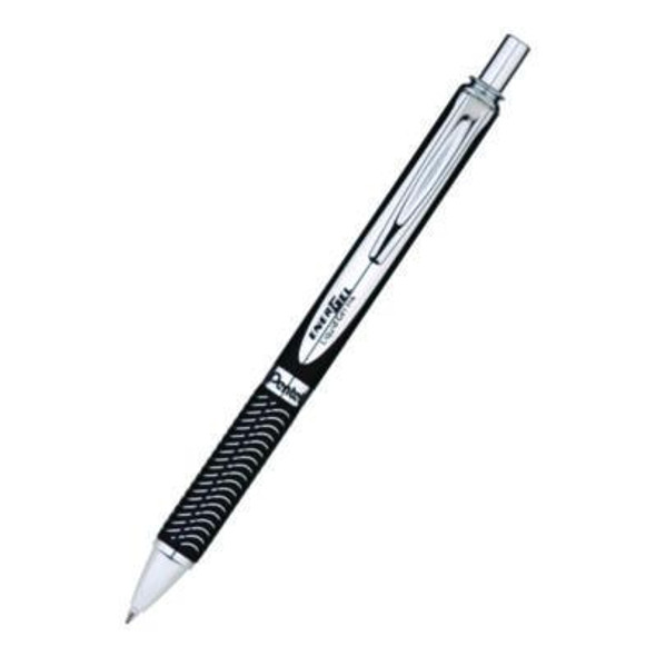 Energel Alloy Rt Gel Pen, Retractable, Medium 0.7 Mm, Black Ink, Black/Aluminum Barrel