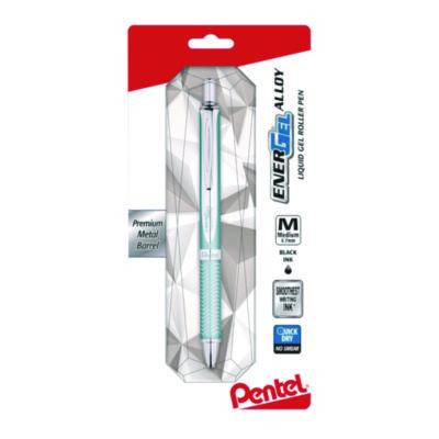 Energel Alloy Rt Gel Pen, Retractable, Medium 0.7 Mm, Black Ink, Blue/Aluminum Barrel