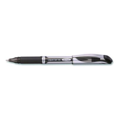 Energel Deluxe Gel Pen, Stick, Medium 0.7 Mm, Black Ink, Silver/Black Barrel, Dozen