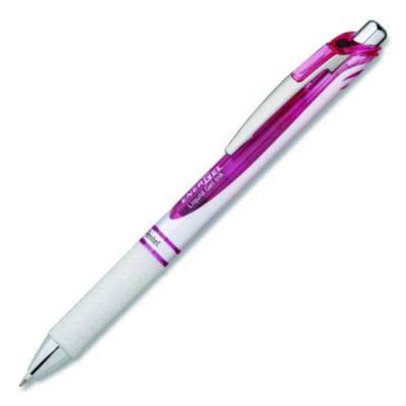 Energel Rtx Deluxe Gel Pen, Retractable, Medium 0.7 Mm, Black Ink, Pearl/Translucent Pink Barrel, Dozen
