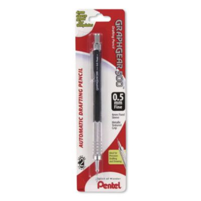 Graphgear 500 Mechanical Drafting Pencil, 0.5 Mm, Hb (#2), Black Lead, Black/Silver Barrel