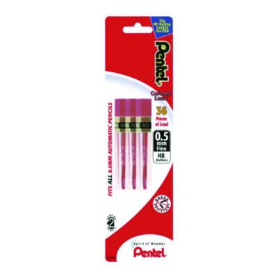 Colored Lead Refill, 0.5 Mm, Hb, Red, 12 Leads/Tube, 3 Tubes