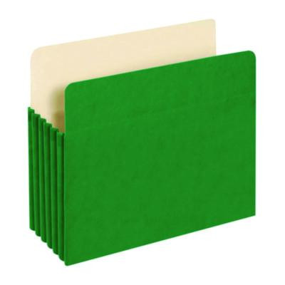 Reinforced File Pocket, 5.25" Expansion, Letter Size, Green