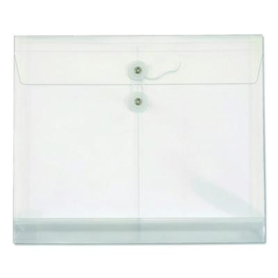 Poly String And Button Envelope, 1.25" Expansion, String/Button Closure, 13" x 10", Clear, 5/Pack