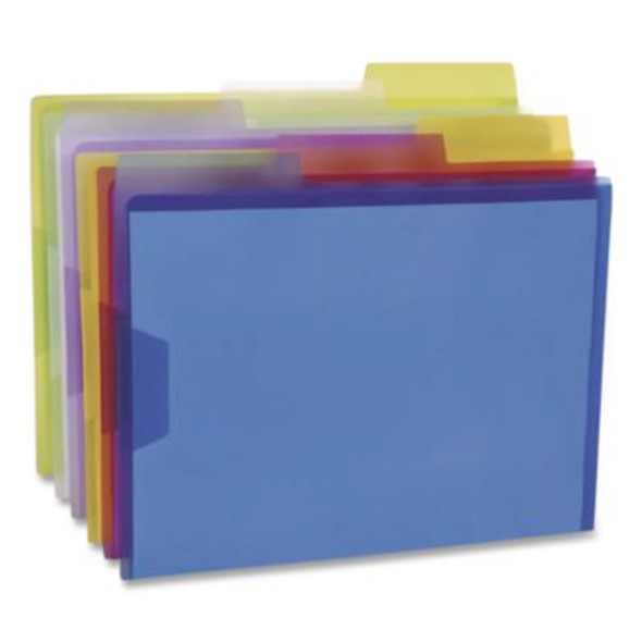 Poly View Colored File Folders, 1/3-Cut Tabs: Assorted Positions, Letter Size, Assorted Colors, 5/Pack