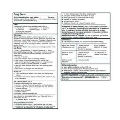 Buffered Aspirin (Nsaid) Tablets, 2/Pack, 30 Packs/Box