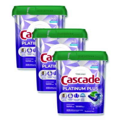 Platinum Plus Actionpacs Dishwasher Detergent Pods, Fresh Scent, 26.6 Oz Tub, 47/Tub, 3 Tubs/Carton
