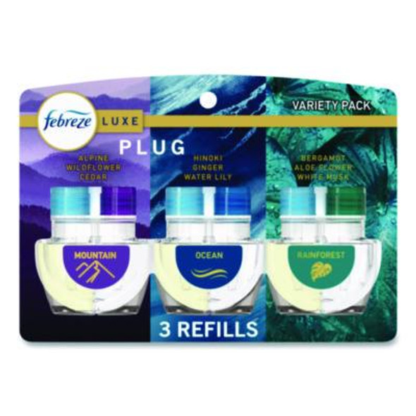 Plug Air Freshener Refills, Mountain/Ocean/Rainforest, 2.63 Oz, 3/Pack, 6 Packs/Carton