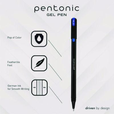 Pentonic Gel Pen, Stick, Assorted Point Sizes, Assorted Ink Colors, Black Barrel, 12/Pack