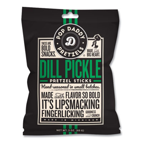 Dill Pickle Pretzel Sticks, 3 Oz Bag, 15/Carton