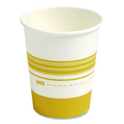 Paper Hot Cups, 8 Oz, White/Yellow, 500/Carton