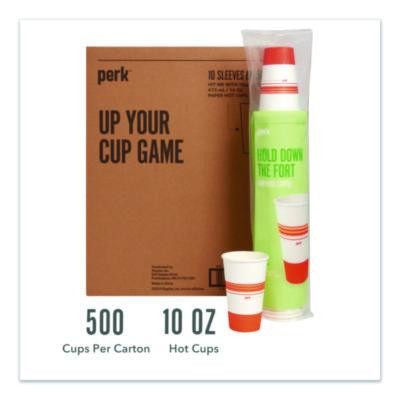 Paper Hot Cups, 16 Oz, White/Orange, 500/Carton