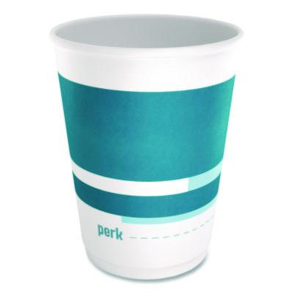 Insulated Paper Hot Cups, 12 Oz, White/Blue, 480/Carton