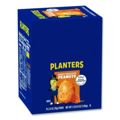 Honey Roasted Peanuts, 2.5 Oz Tube, 15/Box