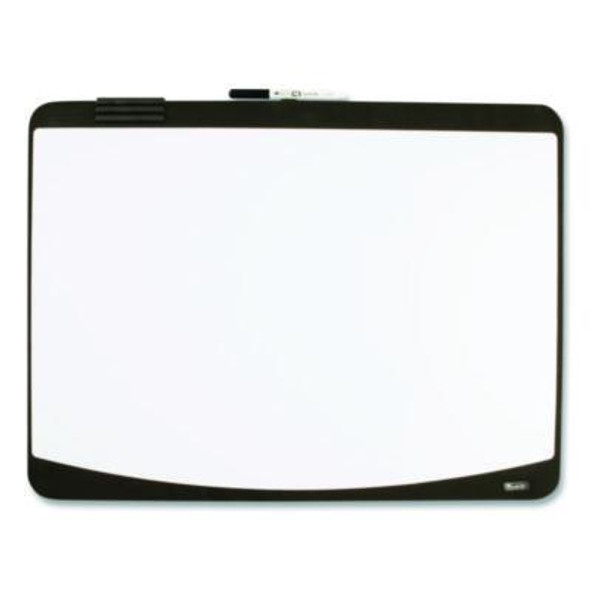 Tack/Write Dry Erase Marker Board, 25.5" x 17.5", Black/White Surface, Black Plastic Frame