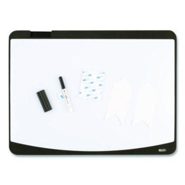 Tack/Write Dry Erase Marker Board, 25.5" x 17.5", Black/White Surface, Black Plastic Frame