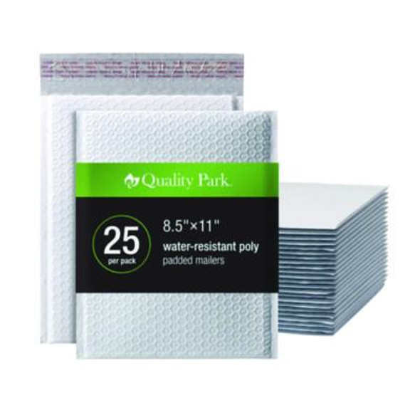 Poly Bubble Mailers, #2, Barrier Bubble Cushion, Redi-Seal Adhesive Closure, 8.25 x 11, White, 25/Pack
