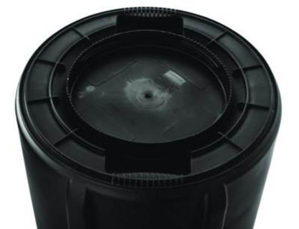 Vented Round Brute Container, 32 Gal, Plastic, Black, 6/Carton