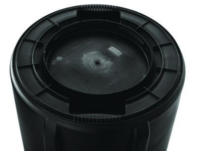 Vented Round Brute Container, 32 Gal, Plastic, Black, 6/Carton