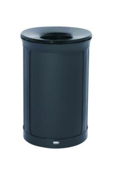 Enhance Series Waste Receptacle, 33 Gal, Metal, Jet Black Metallic