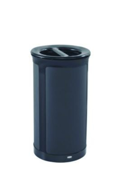 Enhance Series Waste Receptacle, Dual Top Hole, 33 Gal, Metal, Jet Black Metallic